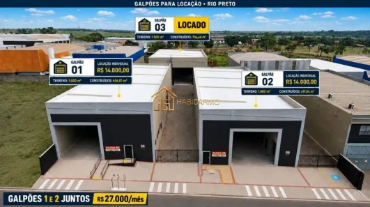 Galpão/Depósito/Armazém para alugar, 1228m² no Distrito Industrial Doutor Carlos Arnaldo e Silva, São José do Rio Preto