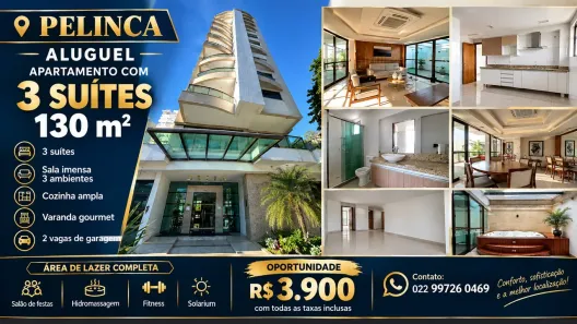 Apartamento com 3 Quartos para alugar, 130m² no Parque Tamandaré, Campos dos Goytacazes