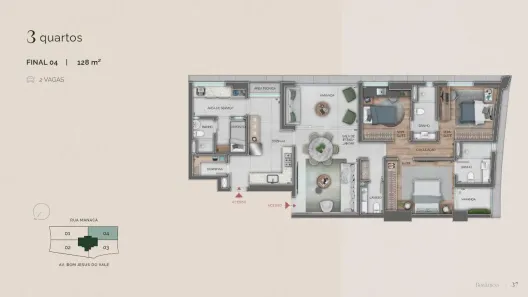 Apartamento com 3 Quartos à venda, 128m² no Vale do Sereno, Nova Lima
