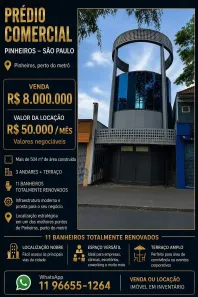 Prédio Comercial para alugar, 600m² no Pinheiros, São Paulo