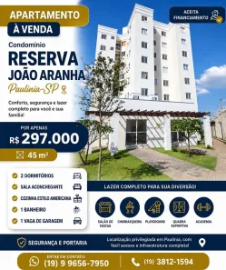 Apartamento com 2 Quartos à venda, 45m² no Alto de Pinheiros, Paulínia