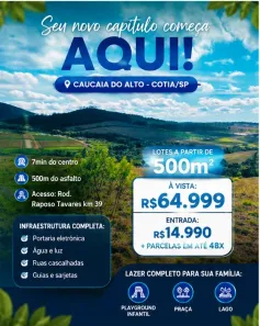 Lote/Terreno à venda, 500m² no Recreio Topázio (Caucaia do Alto), Cotia