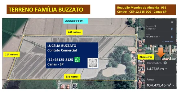 Lote/Terreno à venda, 105000m² no , Canas