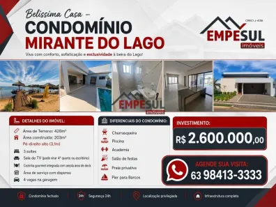 Casa de Condomínio com 3 Quartos à venda, 203m² no Plano Diretor Sul, Palmas