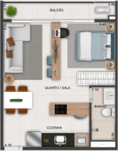 Apartamento com 1 Quarto à venda, 39m² no Setor Pedro Ludovico, Goiânia
