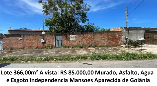 Lote/Terreno à venda, 366m² no Independência - 1º Complemento Setor das Mansões, Aparecida de Goiânia
