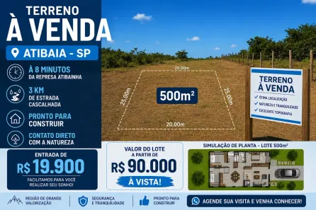 Lote/Terreno à venda, 500m² no Jardim Colonial, Atibaia