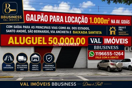 Galpão/Depósito/Armazém para alugar, 1000m² no Santo Antônio, São Caetano do Sul