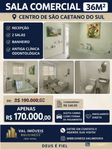 Sala Comercial para venda ou aluguel, 36m² no Centro, São Caetano do Sul