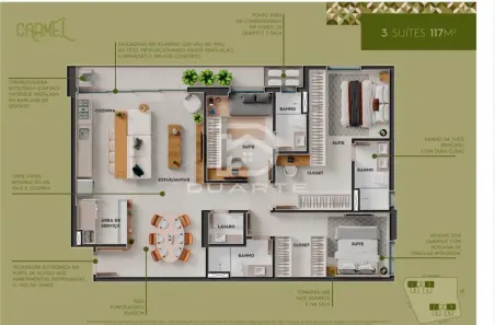 Apartamento com 3 Quartos à venda, 117m² no Jundiaí, Anápolis