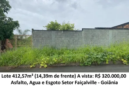 Lote/Terreno à venda, 412m² no Setor Faiçalville, Goiânia