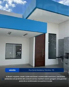 Casa com 3 Quartos à venda, 113m² no Antônio Cassimiro, Petrolina