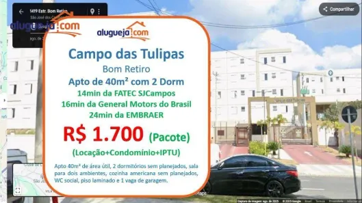 Apartamento com 2 Quartos para alugar, 40m² no Bom Retiro, São José dos Campos
