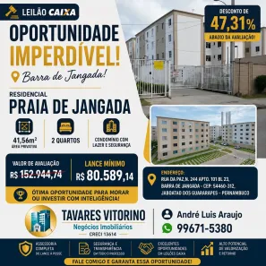 Apartamento com 2 Quartos à venda, 41m² no Barra de Jangada, Jaboatão dos Guararapes