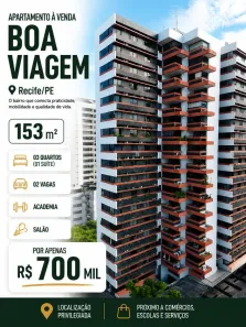 Apartamento com 3 Quartos à venda, 153m² no Boa Viagem, Recife