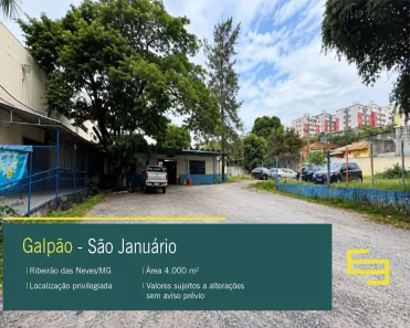 Galpão/Depósito/Armazém para alugar, 4000m² no São Januário (Justinópolis), Ribeirão das Neves