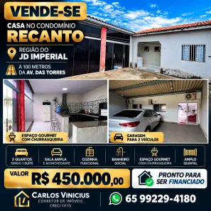 Casa de Condomínio com 3 Quartos à venda, 150m² no Recanto dos Pássaros, Cuiabá