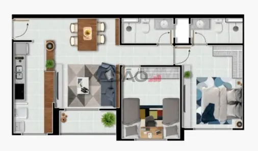 Apartamento com 2 Quartos à venda, 60m² no Village Veneza, Goiânia