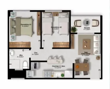 Apartamento com 2 Quartos para alugar, 45m² no Sacramenta, Belém