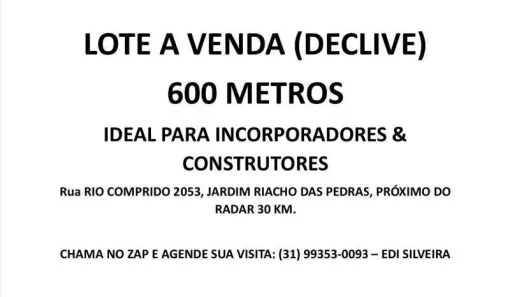Lote/Terreno à venda, 660m² no Riacho das Pedras, Contagem