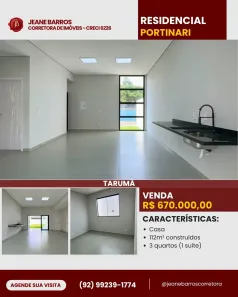 Casa de Condomínio com 3 Quartos à venda, 112m² no Tarumã, Manaus