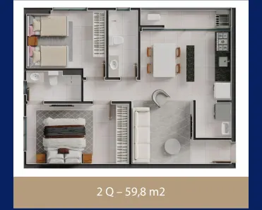 Apartamento com 2 Quartos à venda, 60m² no Setor Norte Ferroviário, Goiânia