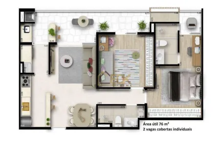 Apartamento com 2 Quartos à venda, 76m² no Jardim das Nações, Taubaté