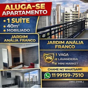 Apartamento com 1 Quarto para alugar, 40m² no Vila Regente Feijó, São Paulo