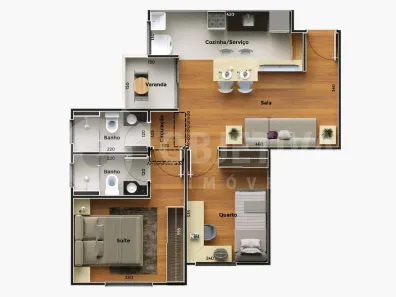 Apartamento com 2 Quartos à venda, 50m² no Shopping Park, Uberlândia
