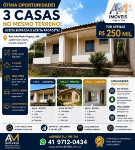Casa com 2 Quartos à venda, 360m² no Jardim Keli Cristina, Campo Largo