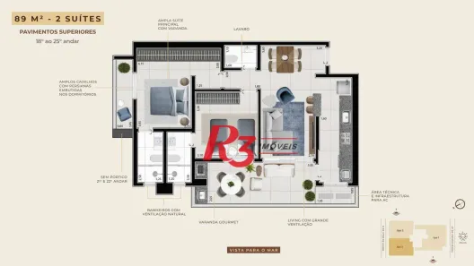 Apartamento com 2 Quartos à venda, 107m² no Boqueirão, Santos
