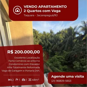 Apartamento com 2 Quartos à venda, 48m² no Taquara, Rio de Janeiro