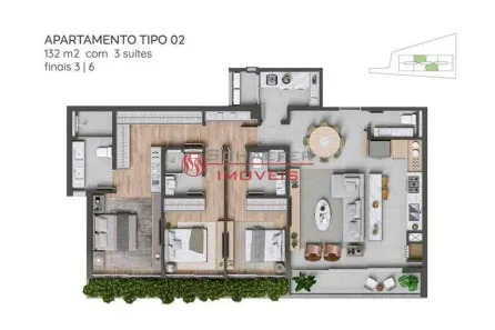 Apartamento com 3 Quartos à venda, 132m² no Cabral, Curitiba