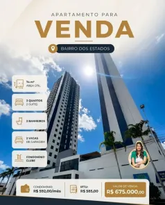 Apartamento com 3 Quartos à venda, 74m² no Estados, João Pessoa