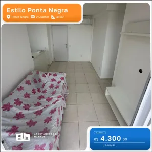 Apartamento com 2 Quartos para alugar, 60m² no Ponta Negra, Manaus