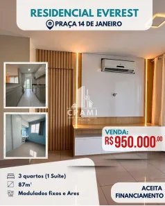 Apartamento com 3 Quartos à venda, 87m² no Centro, Manaus
