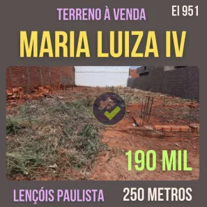 Lote/Terreno à venda, 250m² no Jardim Maria Luiza IV, Lençóis Paulista