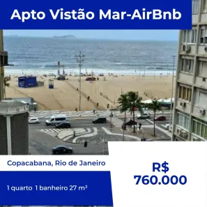 Apartamento com 1 Quarto à venda, 27m² no Copacabana, Rio de Janeiro