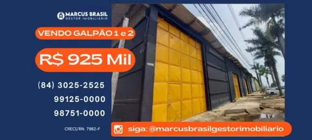 Galpão/Depósito/Armazém com 2 Quartos à venda, 380m² no Cajupiranga, Parnamirim