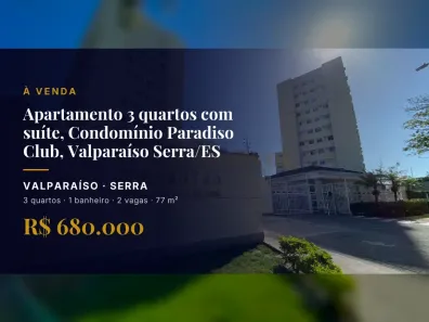 Apartamento com 3 Quartos à venda, 77m² no Valparaíso, Serra