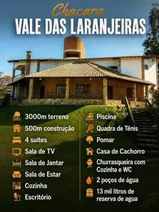 Fazenda/Sítio com 4 Quartos para venda ou aluguel, 500m² no Vale das Laranjeiras, Indaiatuba