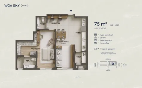Apartamento com 1 Quarto à venda, 75m² no Campinas, São José