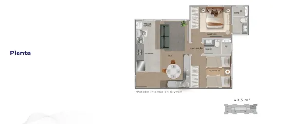 Apartamento com 2 Quartos à venda, 52m² no São Joaquim, Contagem