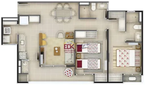 Apartamento com 2 Quartos à venda, 70m² no Loteamento Residencial e Comercial Bosque Flamboyant, Taubaté