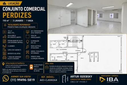 Sala Comercial para alugar, 110m² no Perdizes, São Paulo