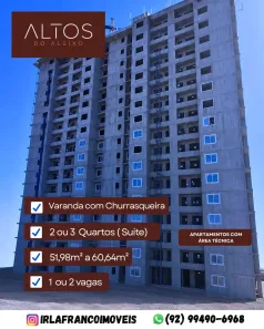 Apartamento com 3 Quartos à venda, 60m² no Aleixo, Manaus