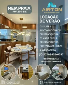 Apartamento com 2 Quartos para alugar, 81m² no Meia Praia, Itapema