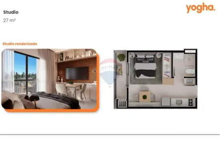 Apartamento com 1 Quarto à venda, 27m² no Alto da Glória, Curitiba