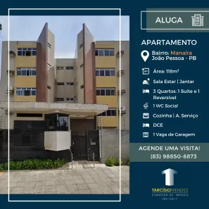 Apartamento com 3 Quartos para alugar, 118m² no Manaíra, João Pessoa