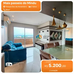 Apartamento com 2 Quartos para alugar, 80m² no Parque 10 de Novembro, Manaus